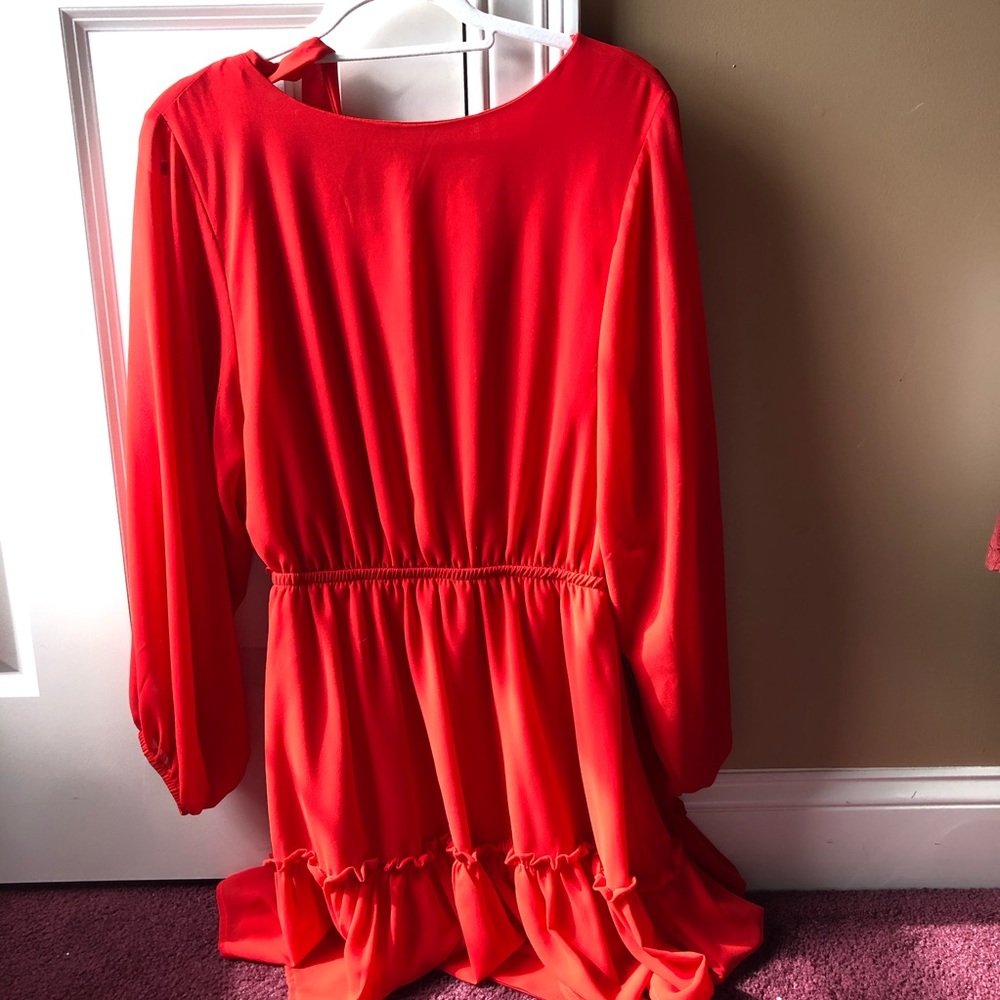 red ruffle dress